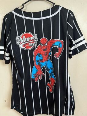 Kids Black Spider-Man Stripe Baseball Jersey - S